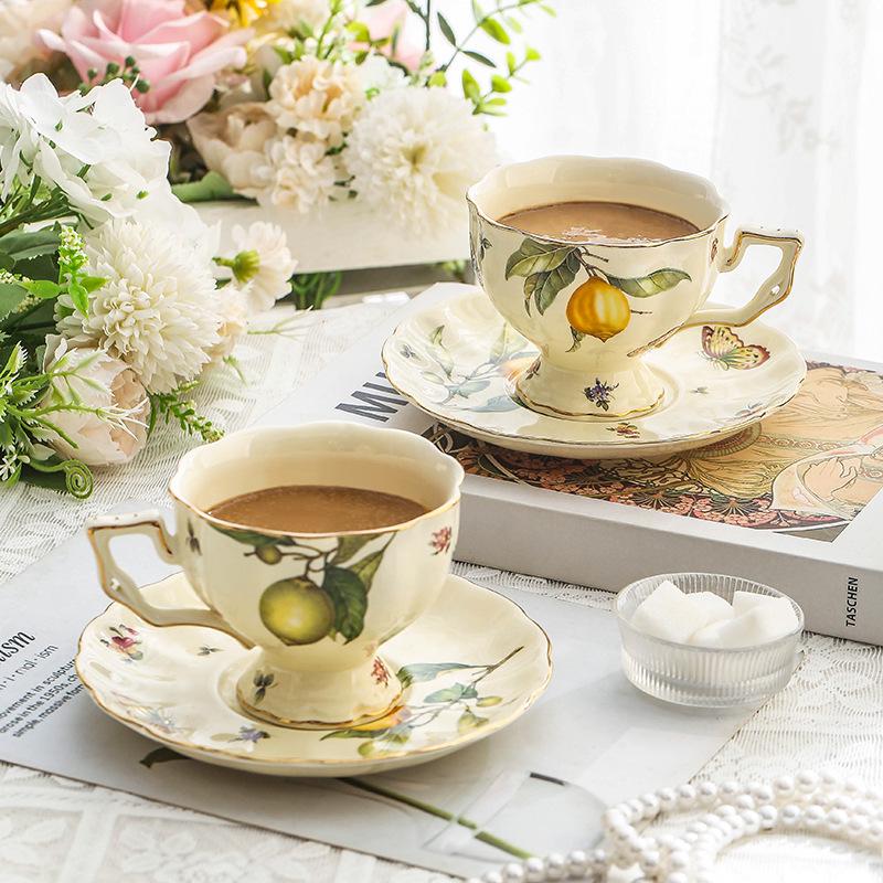 Vintage Ceramic Tea Set: British & French Style Coffee Cup and Saucer