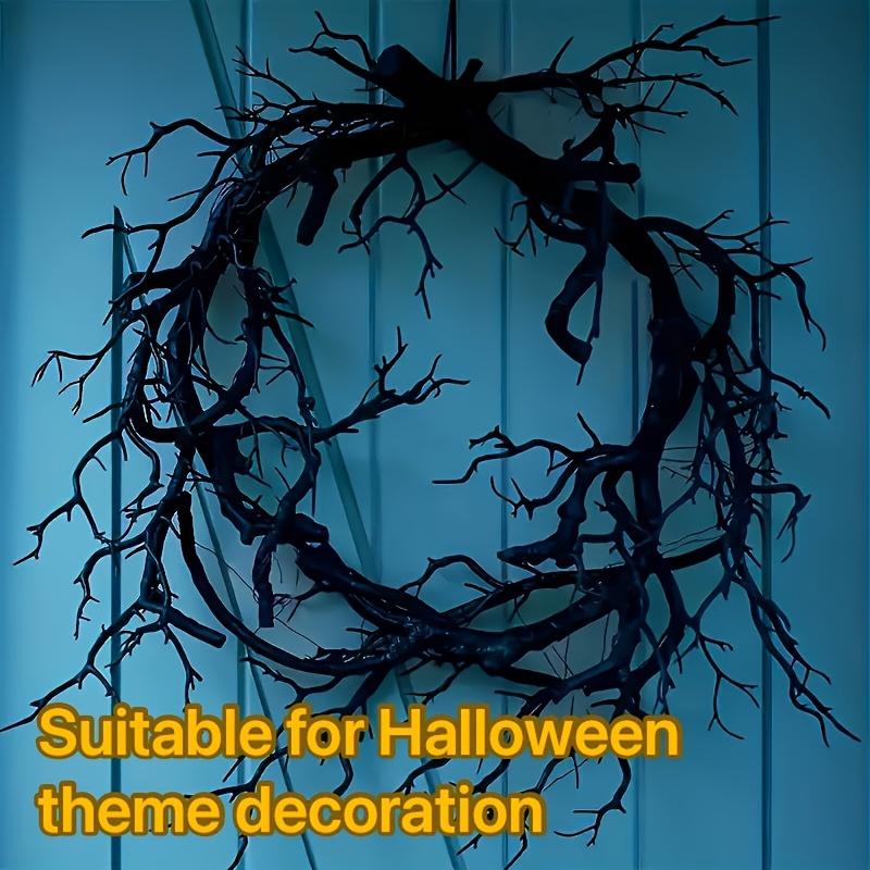 Black Twig Wreath Front Door Artificial Bare Branch Halloween Wreath Spooky Gothic Wreath for Indoor Outdoor Wall Window Home