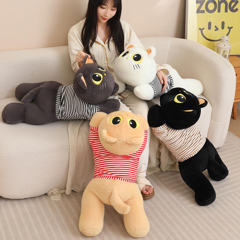 70cm Cute White/Black/Yellow Cat Plush Toy Doll Cuddly Pillow Cushion Ins Big Eyes Cat Plush Toy Doll for Boy Girl Brithday Gift