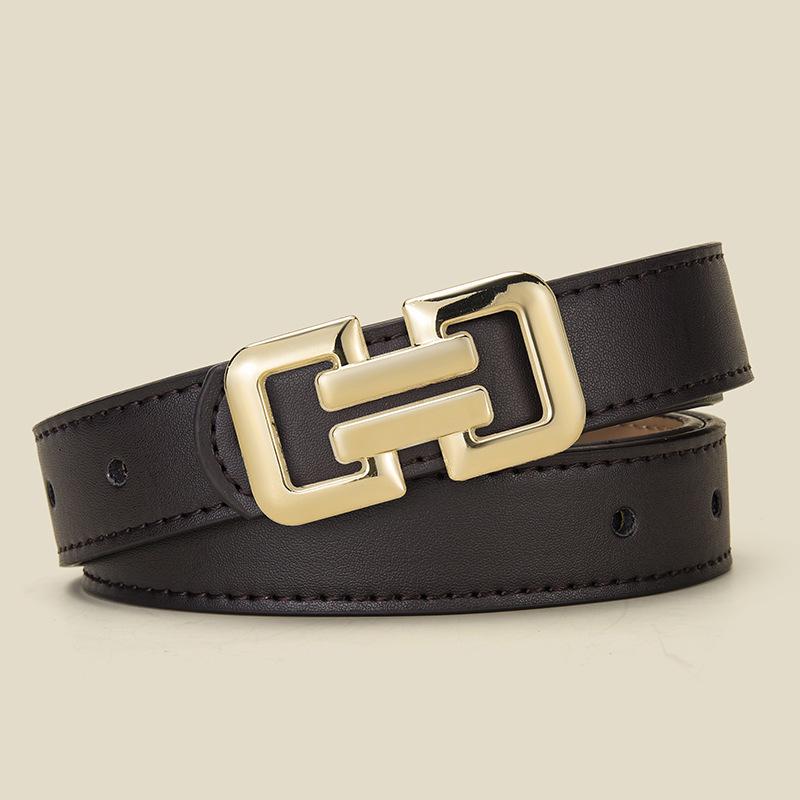 Women's Multicolor Leather Belt with Alloy Buckle - Versatile Thin Waist Belt