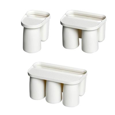 Toothbrush Cup Holder Wall Mounted with Magnetic Cup Easy Installation for Bathroom Sink Countertop Organizer