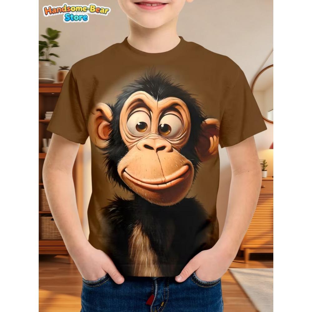 Children's Clothing Clothes for Boy Short Sleeve Boy Child Tee Shirt Kids Clothes Animal 3D Print Fashion O-Neck Summer Clothes