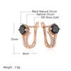 Shiny Black Natural Zircon English Earrings Luxury  Rose Gold Color High Quality Women Daily Fine Ethnic Jewelry