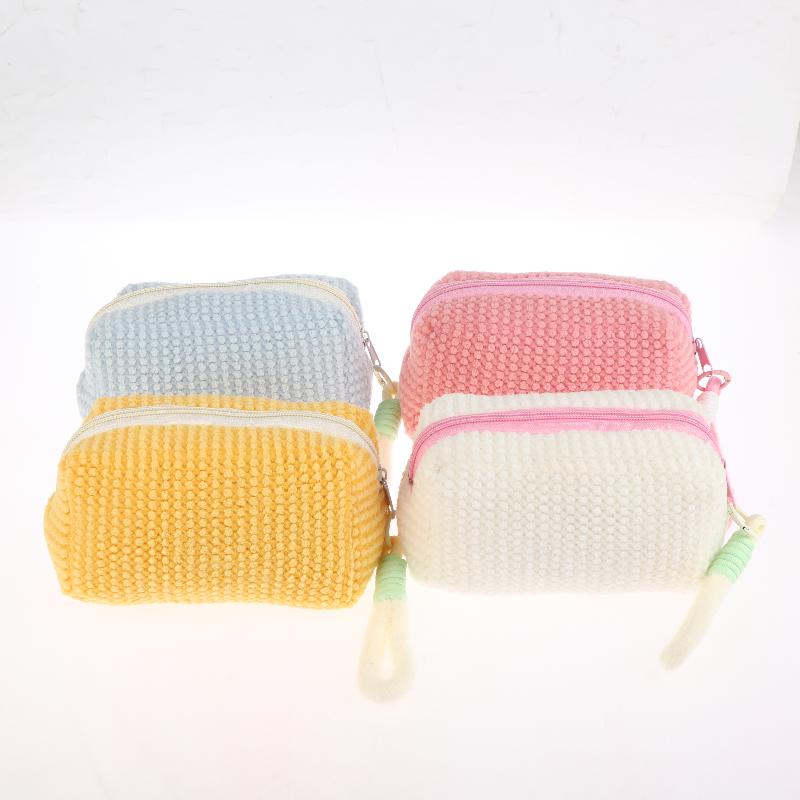 Sweet And Girly Candy Color Plush Large Capacity Makeup Bag, Toiletry Bag, Travel Portable Handbag Plush Makeup Bag