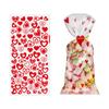 100 Stück Zellophantüten in Herzform zum Valentinstag mit Drehverschlüssen, für Feiertage, Leckereien, Schokoladentüten, Kekstüten, Geschenke