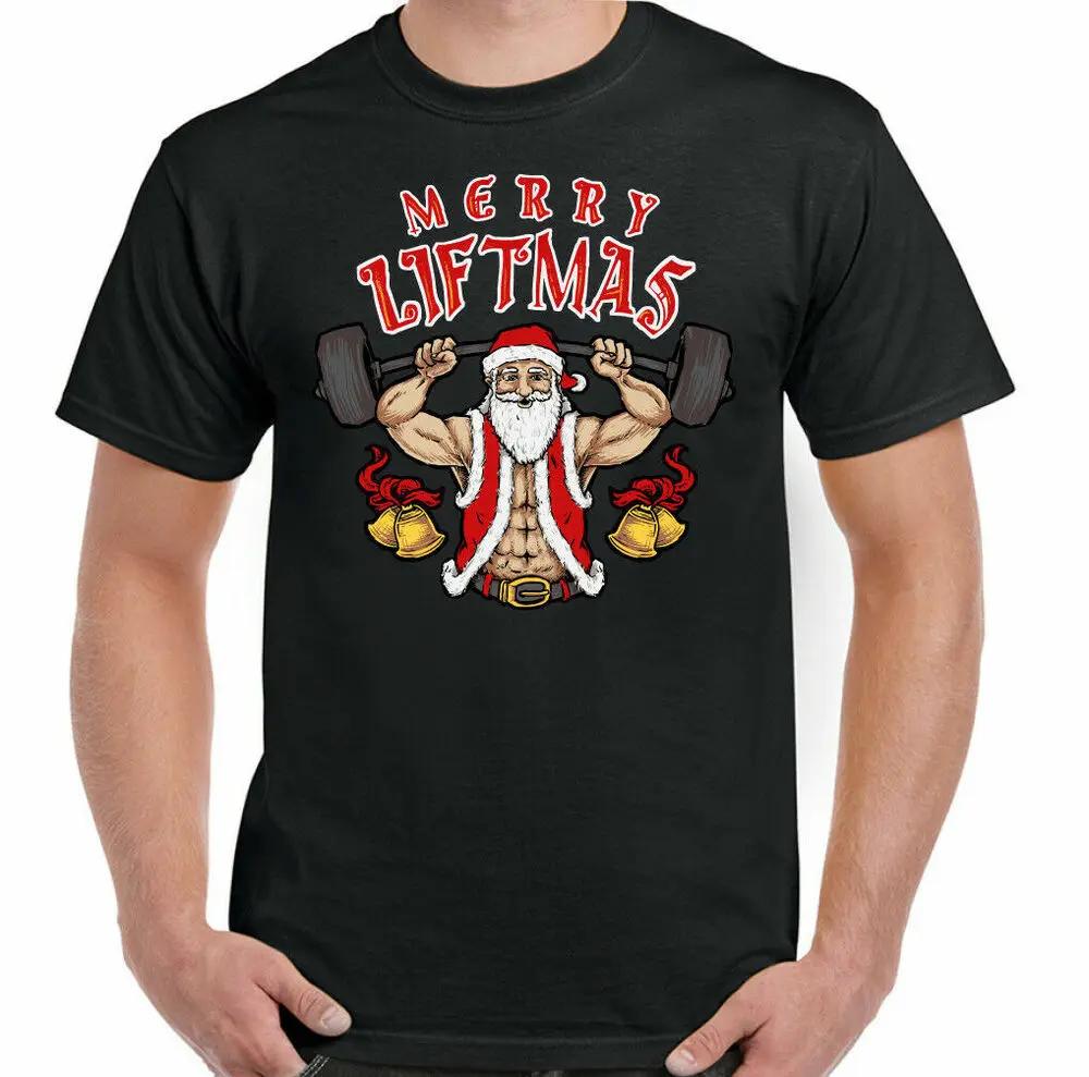 Merry Liftmas Funny Santa Christmas Fitness Muscle Training TShirt 100 Cotton ONeck Short Sleeve Casual Mens Tshirt S