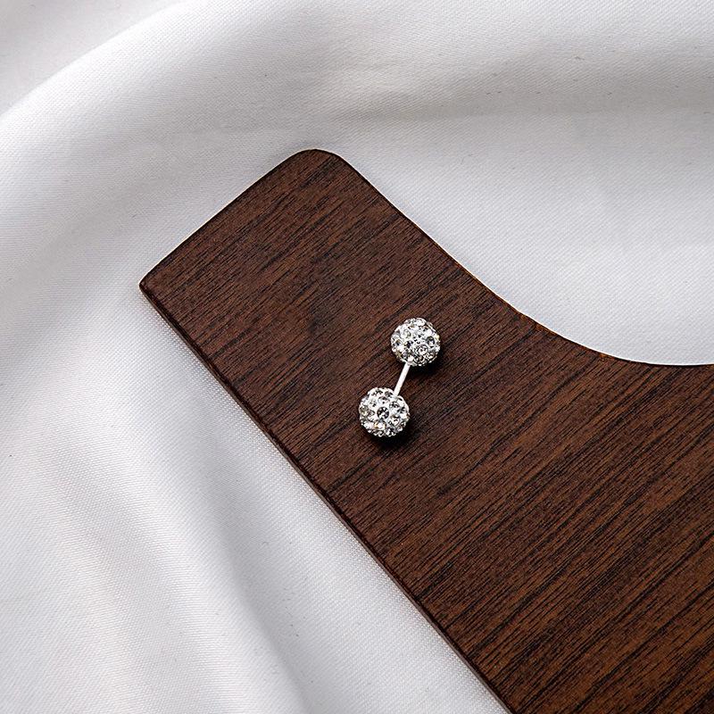 Silver Needle Spiral Cartilage Stud with Diamond for Women