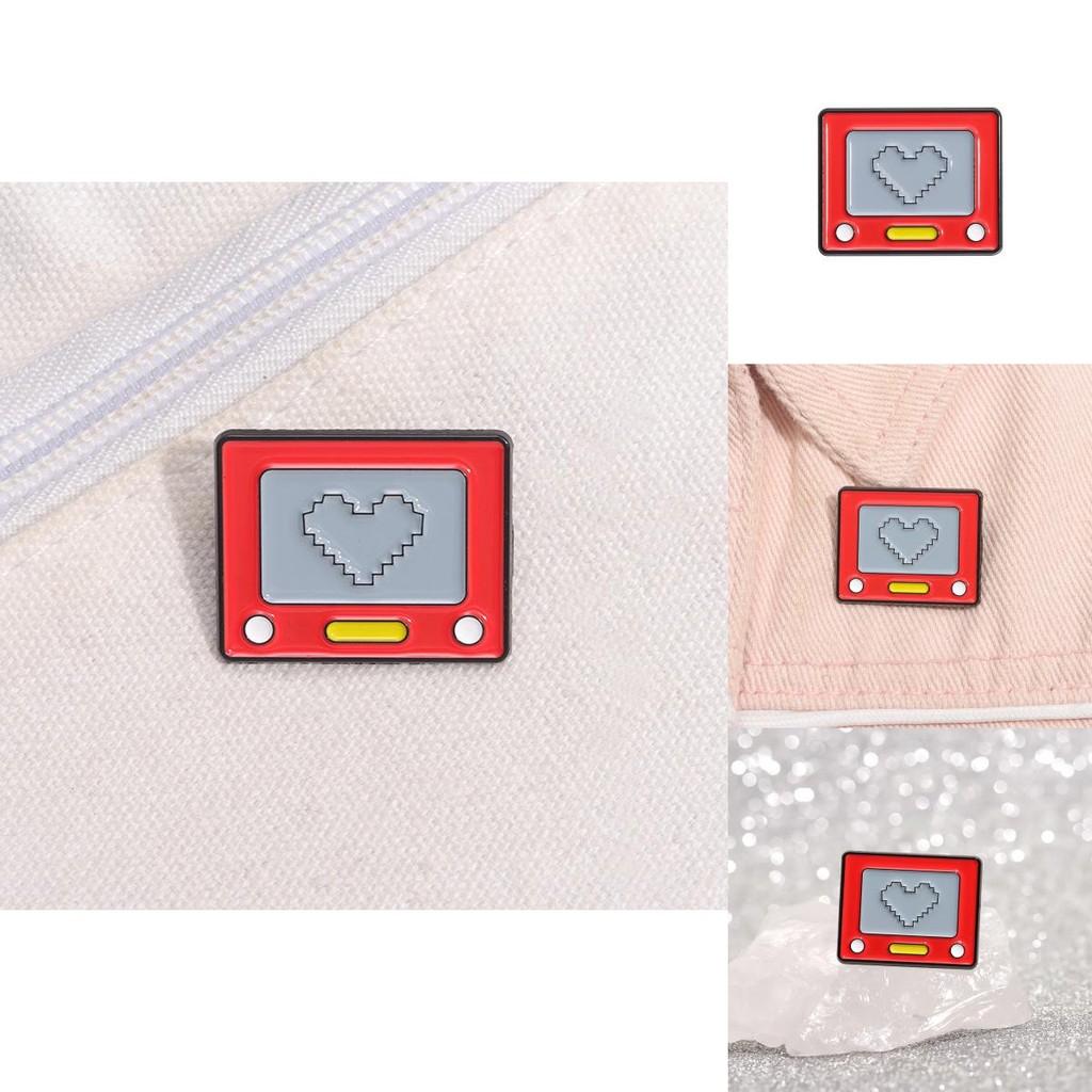 Stylish Cartoon Character Brooch In Red Geometric Design For Versatile Fashion