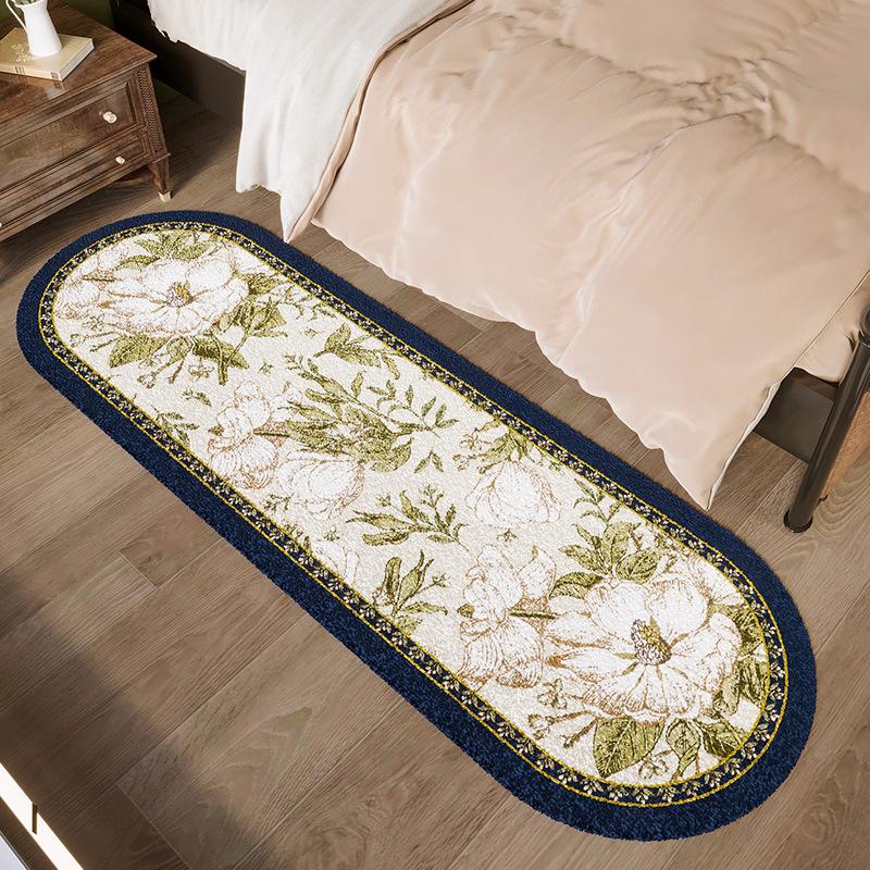 Ovaler Kamelien-Imitationskaschmir-Teppich Kleiner Duft Mädchen Schlafzimmer Dekoration Bettdecke Zuhause Langer Streifen Bodenteppich