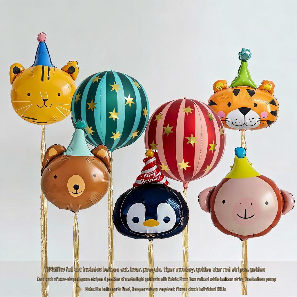 Cute Cartoon Animal Foil Balloons for Baby's First Birthday or Children's Festival Decorations