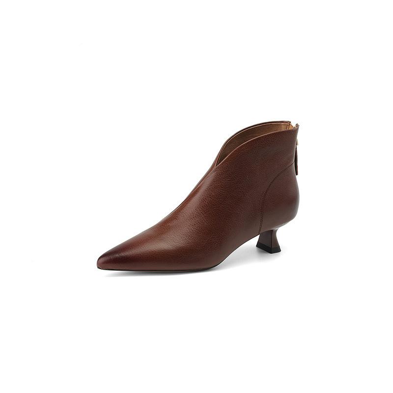 Krátké boty do V dámské jarní a podzimní jednoduché boty a kotníkové boty francouzské elegantní špičaté tenké podpatky čtyřsezónní holé boty