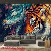 Fierce dragon and tiger pattern Digital printing polyester wall tapestry suitable for use in living bedrooms offices bars party