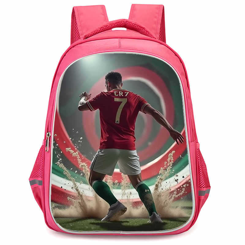 Cr7 Rucksack Hochauflösender Druck Große Kapazität Multifunktion Reißverschluss Oxford Rückenschutz Leichter Rucksack