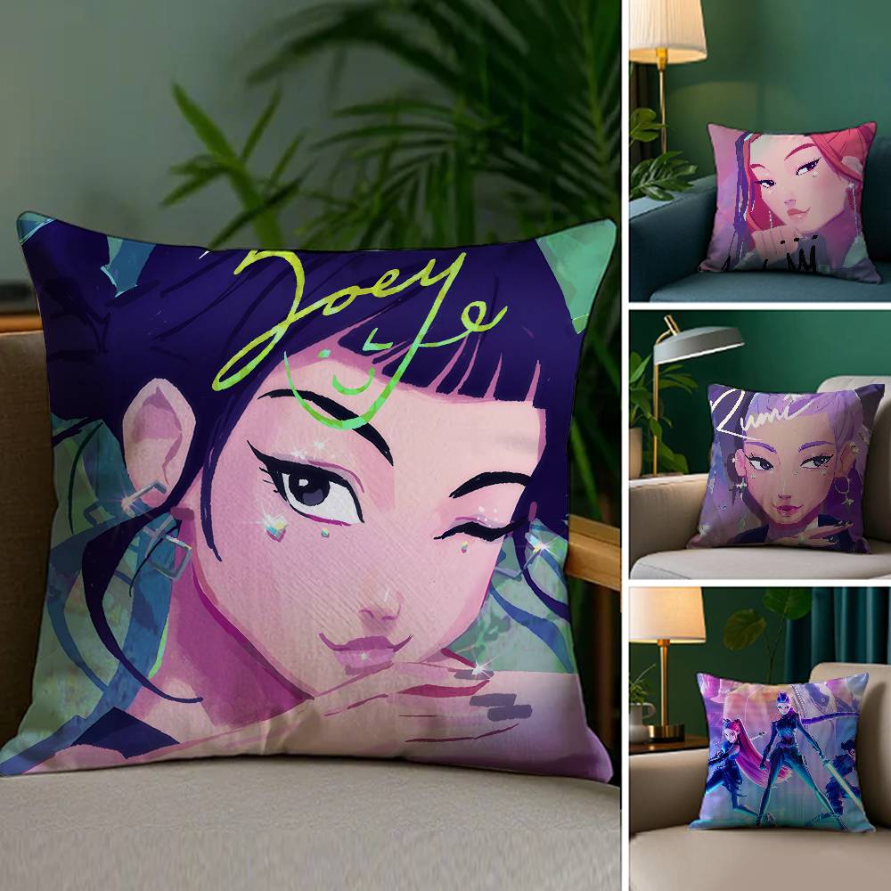 Pillow Case Anime K-Kpop Demon Hunters Plush Fabric Soft Double Sided Print Home Sofa High Quality Cushion Cover Throw