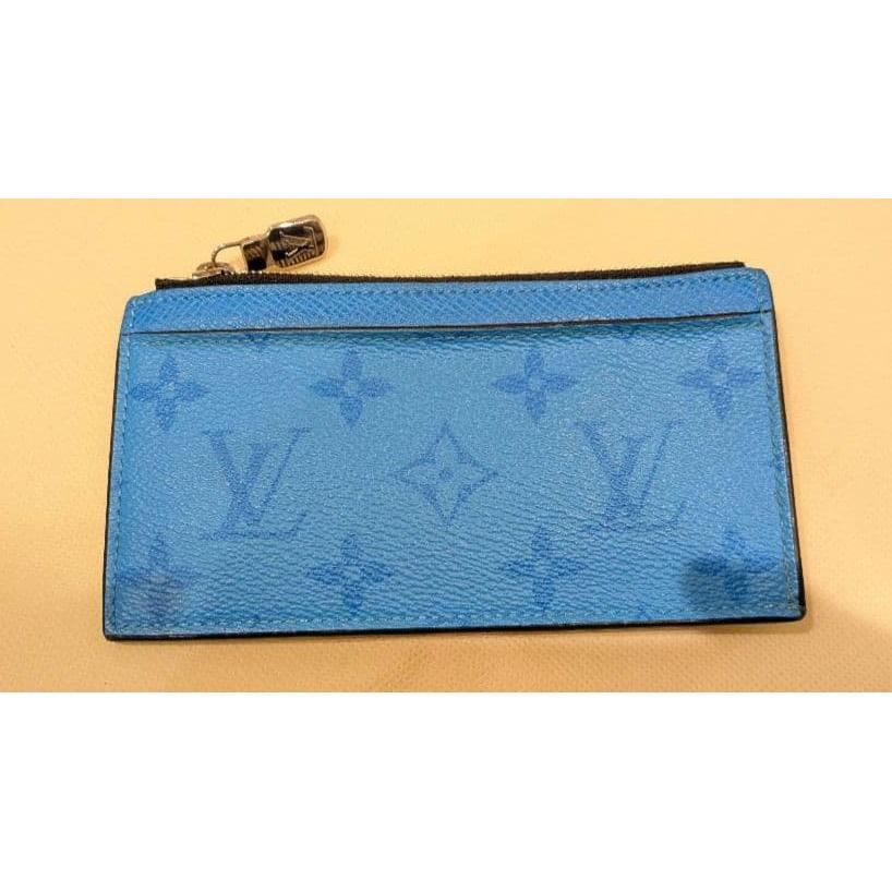 Used Louis Vuitton Monogram Taigarama Blue Coin Case