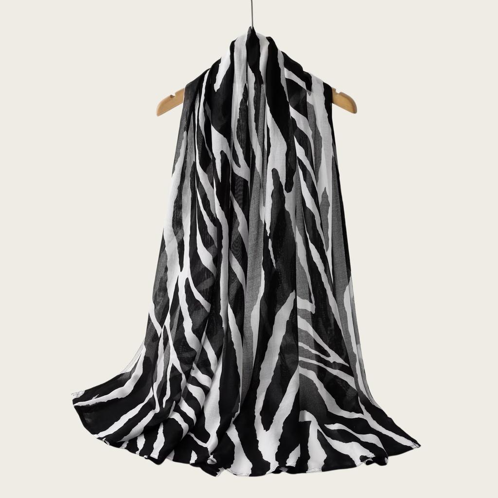 New high-quality double-needle human cotton scarf casual versatile bag headscarf watercolor gradual change color striped long scarf