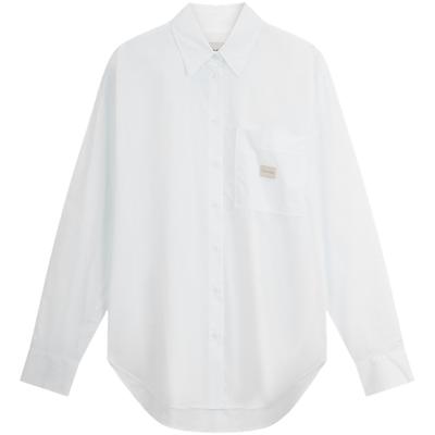 Cotton Commuter Label Loose Workplace White Shirt Women Shirts Moonlight-White J224436