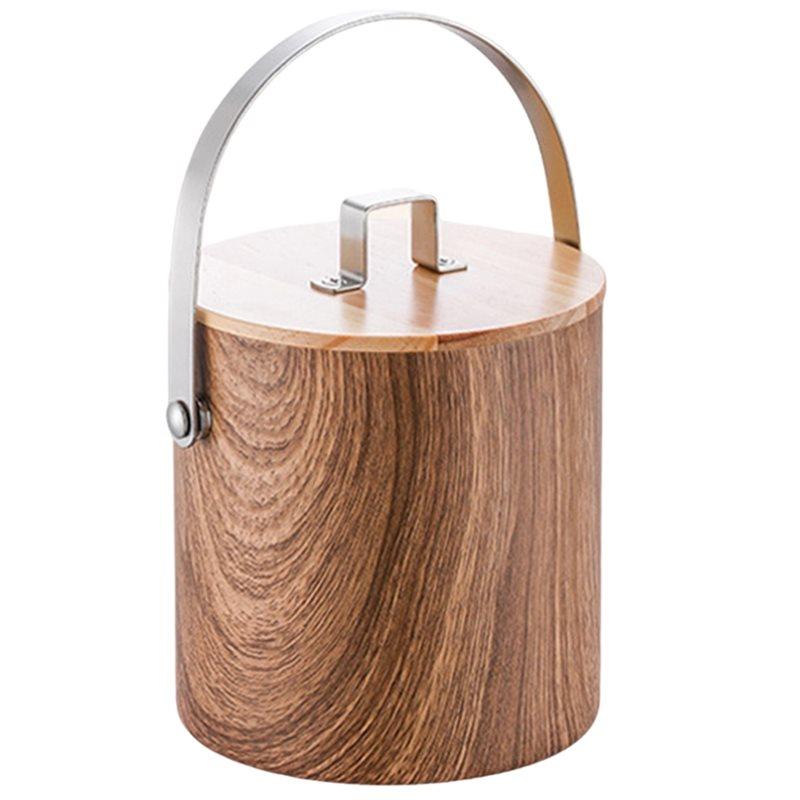 

ABUL-Stainless Steel Ice Bucket With Lid & Tongs, Insulated Container For Chilling Wine, Cocktails, And Beer Brown