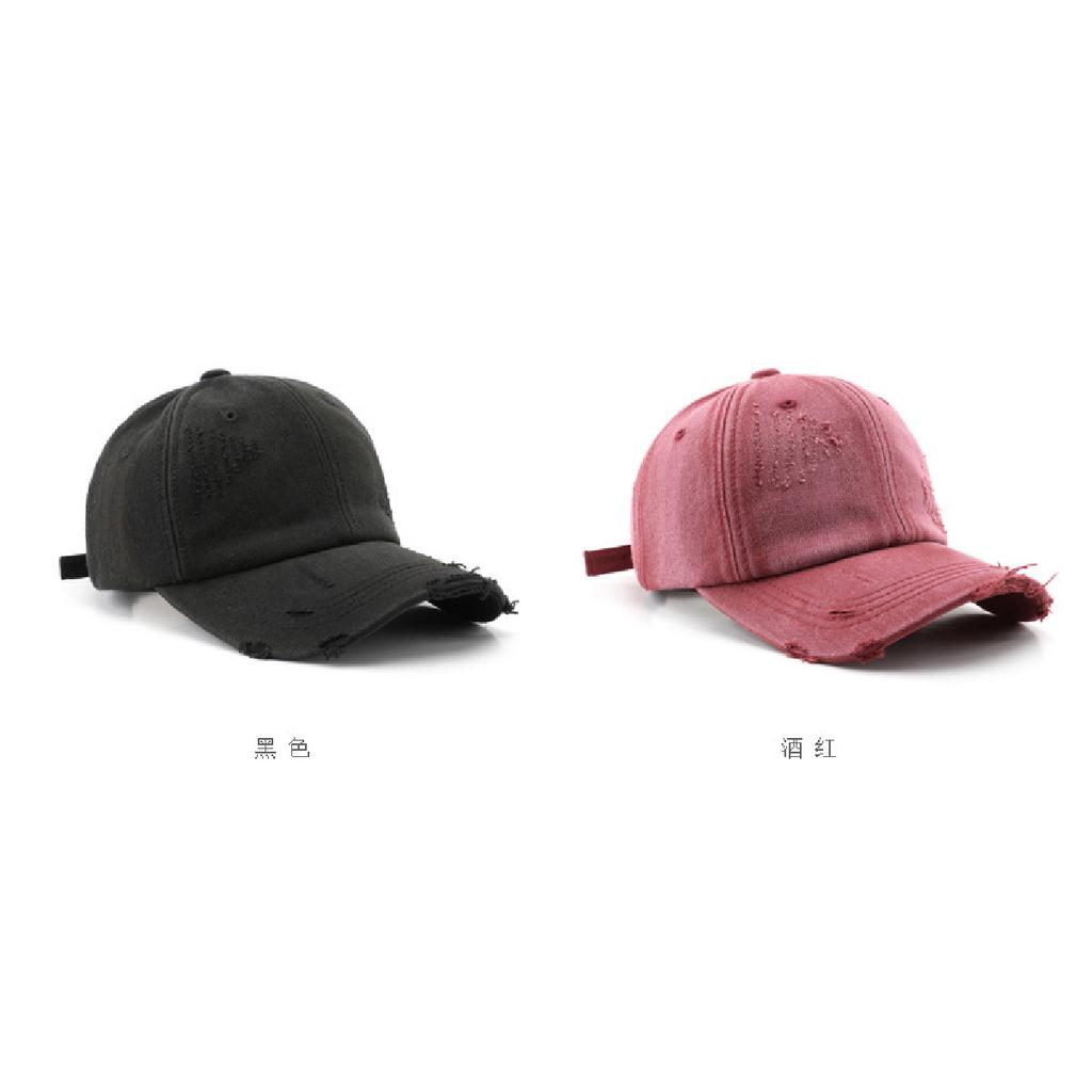 Women's spring and summer washed distressed denim plain baseball cap, outdoor men's travel sun protection hat