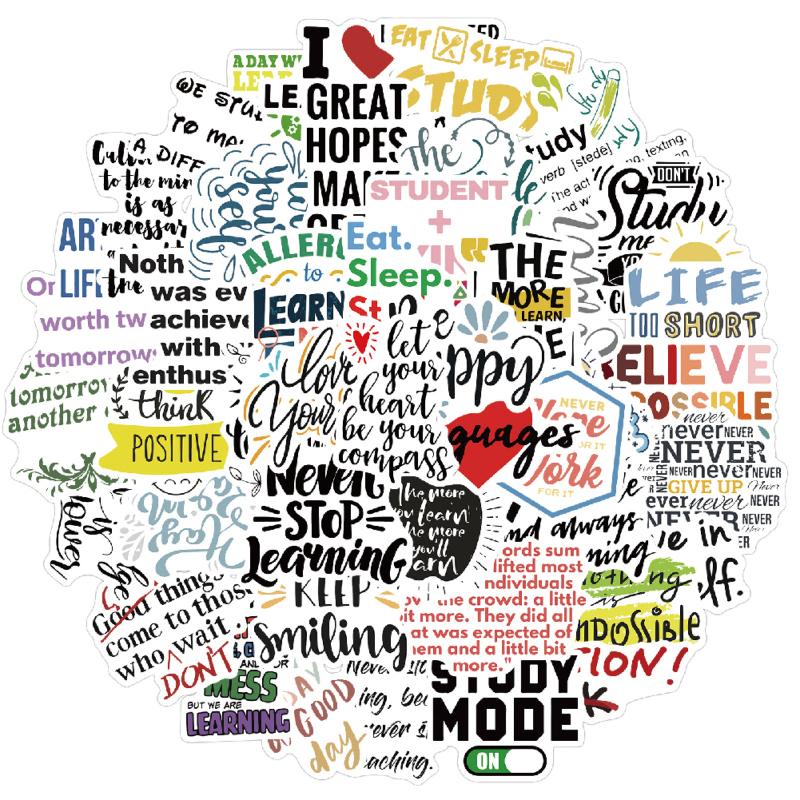 50 Pcs/set Graffiti Sticker English Slogans Non-marking Waterproof Removed Decoration Sticker