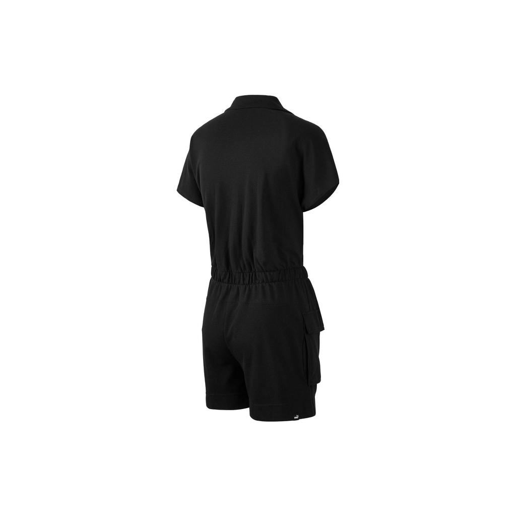 Puma Solid Color Logo Embroidered Cotton Vintage Casual Jumpsuit Women jumpsuit Black 535232-01