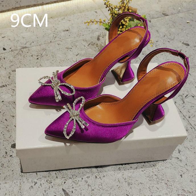 2025 Satin High Heels Women'S Bow Sexy Rhinestone Pointe Women'S Shoe Wine Glass Everything Stylish