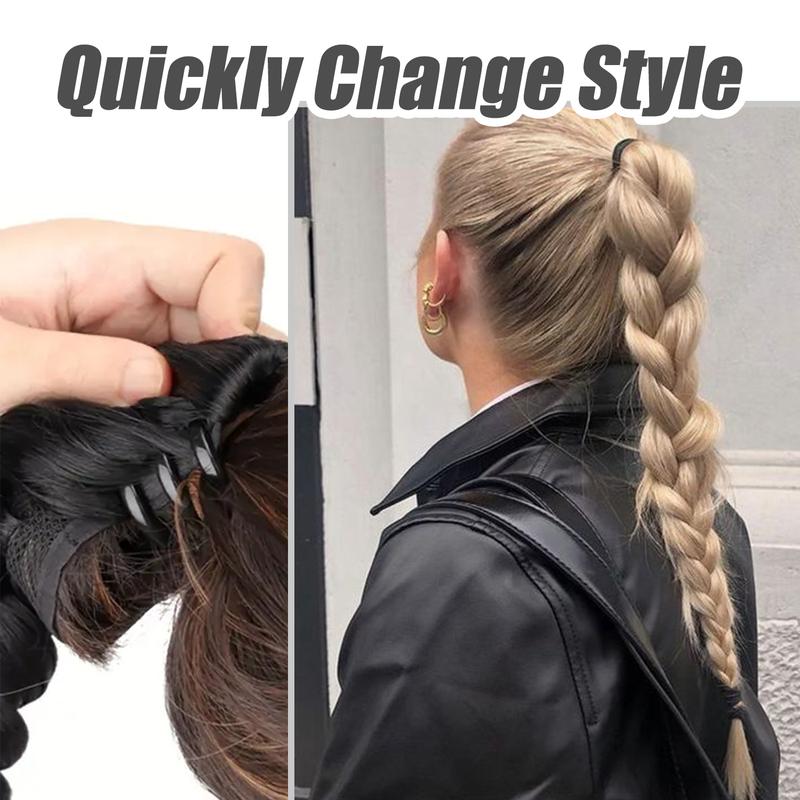 Synthetic Claw Clip On Braided Ponytail Extension Handmade Braids Pony Tails for Women Adds Hair Volume Black Brown Blonde