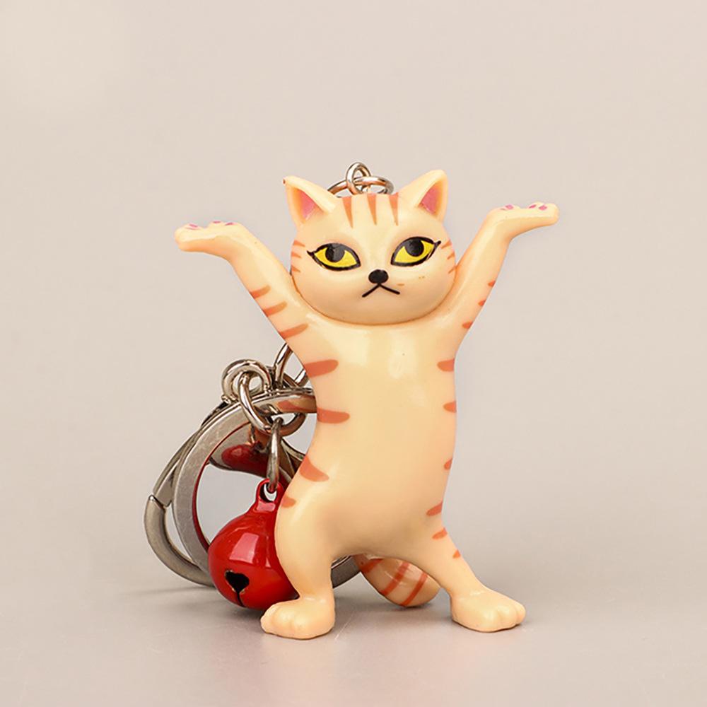 Cute Cat Figurine Keychain Creative Accessories for Women and Kids Couple Family Keychain Pendant