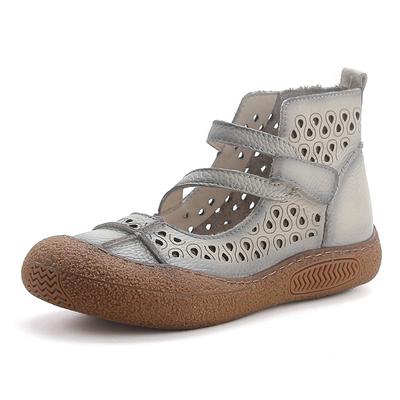 Fashion GKTINOO 2025 Summer Retro Handmade Women's Shoes Genuine Leather Soft Bottom Mom Sandals Cowhide Hollow Out Casual Sandal Boots