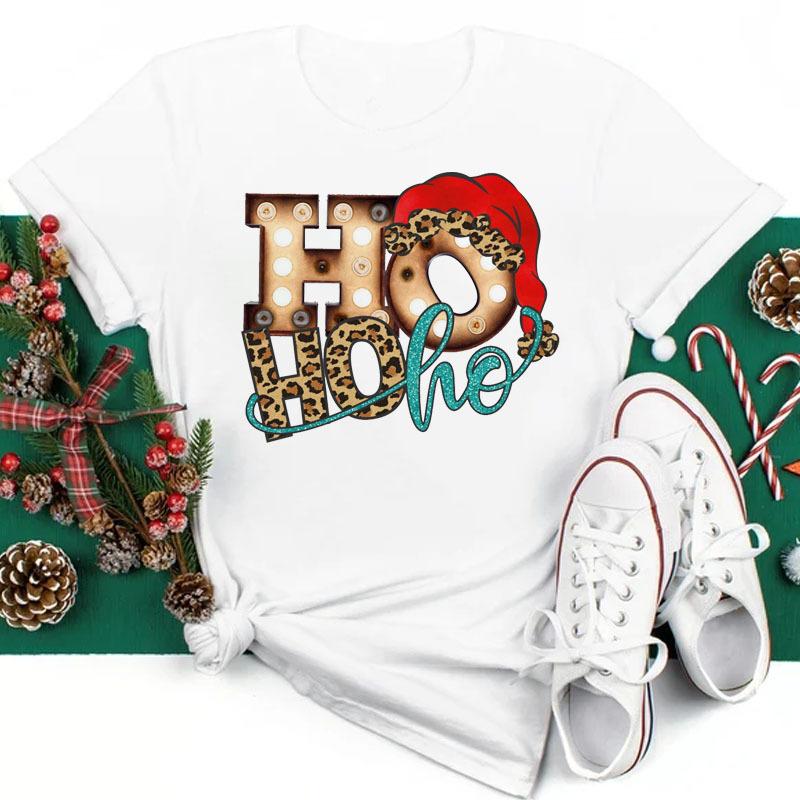 Women's Christmas Collection Printed Plus Size Trendy Letter Pure Cotton Short Sleeved T-Shirts Women’s