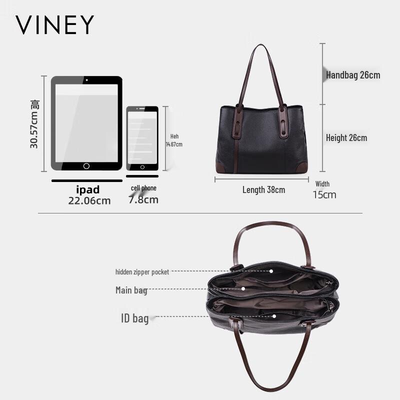Viney Women's Large Capacity Leather Tote Bag
