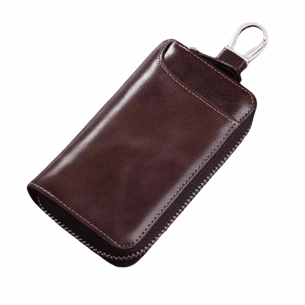 Auto Schlüsselanhänger Retro Schlüssel Organizer Tasche Mode PU Leder Auto Schlüssel Geldbörse Reißverschluss Große Kapazität Schlüssel Etui Heimgebrauch