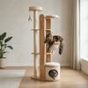 Cat Tree with Clear Bowl Tall Wooden Cat Cat Structure with Scratching Posts Pet Furniture Solid Wood Indoor for Cats