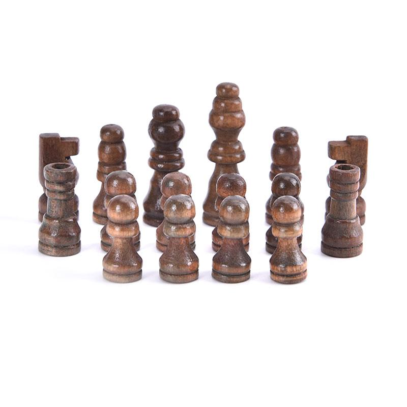 32Pcs 2 Size Wooden Chess Pieces Complete Chessmen International Word Chess Set Chess Piece Entertainment Accessories