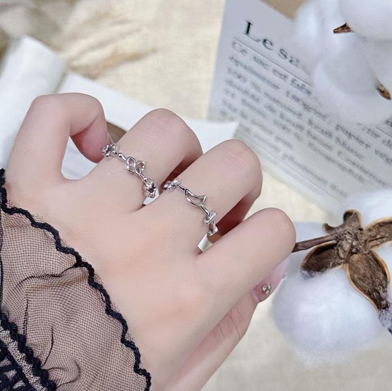 Plain Circle Simple Geometric French Butterfly Open Ring Light Luxury Niche High-End Index Finger Ring Women