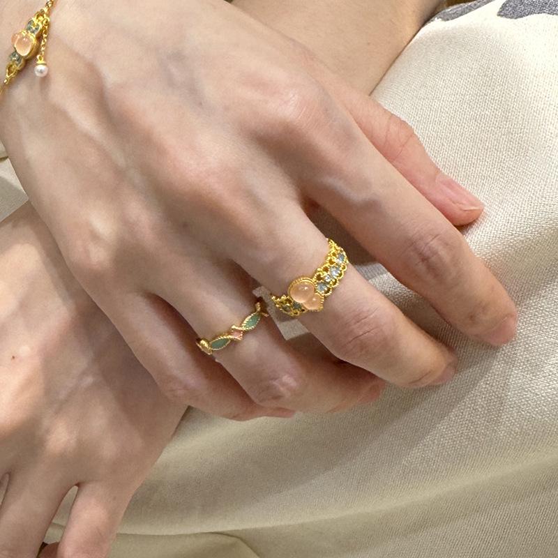 

Crystal Gourd Filigree Women s Ring - 2024 Peach Star Design Adjustable Open
