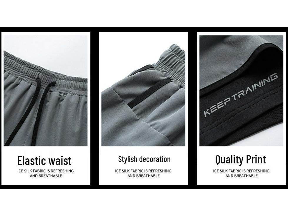 Men's Summer Sports Shorts with Back Pockets, Trendy Cross-Border Design, Fake Two-Piece Look.