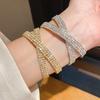 Luxury Geometric Diamondstudded Threelayer Cross Bracelet For Women