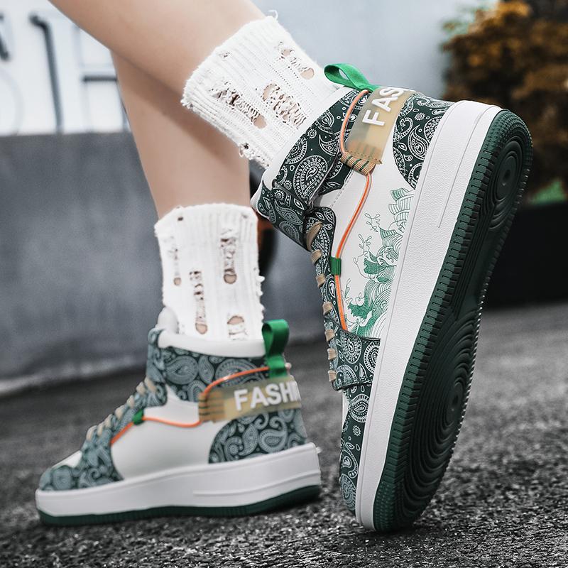 Scarpe Sportive Stampate da Uomo Stile Street da Donna Unisex Scarpe Sneakers da Corsa Studenti Scarpe Oversize per Coppia High Top