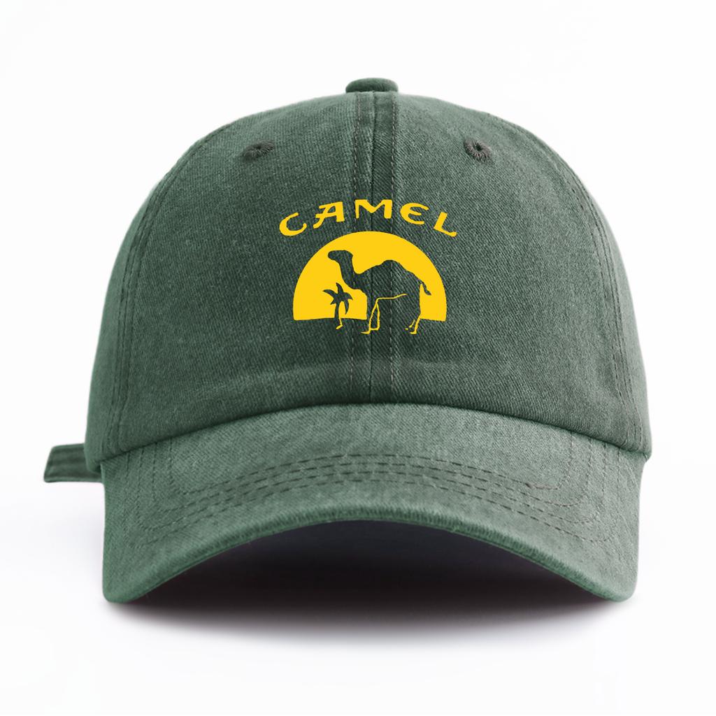 1 Stück gewaschene Baseballkappe mit Kamelprint für Erwachsene, minimalistischer Retro-Stil, lässig, weich, verstellbar, Papa-Hut, perfekt als Geschenk