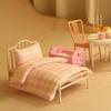 1/12 Doll House Furniture Miniature Bed with Bedding Simulation Detail Kids Imaginative Play Collectible Doll Accessory