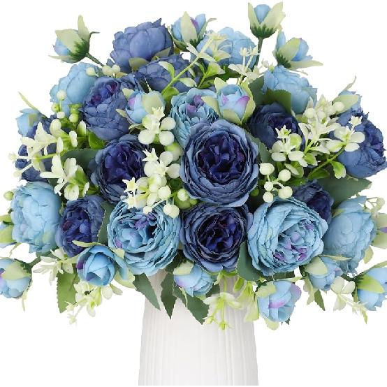 Floweroyal 4 Bunches Peony Artificial Flowers White Flowers Silk Peonies Bouquets for Wedding Party Table Centerpieces Floral Arrangement Home