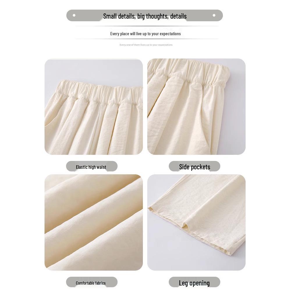 Women's Ice Silk White Wide-Leg Pants - Summer 2025 Collection