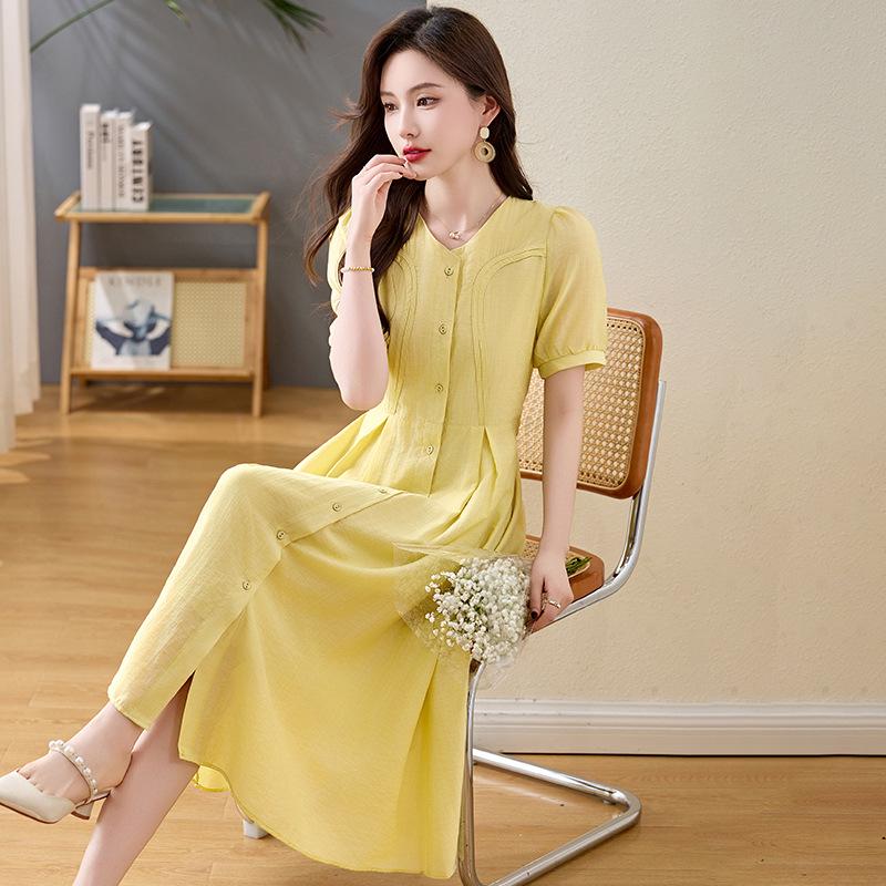 

Summer 2025 Women s Slimming Lace-Up Sheath Dress L 105-115 lbs