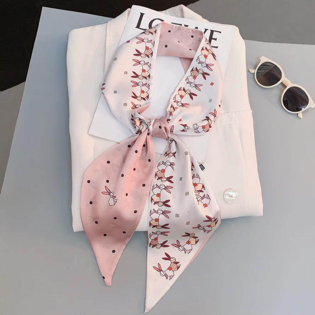 Vintage Horse Print Long Hair Band Ribbon For Women Silk Hair Accessories Trend Girl Bow Scarf Headband Hair Tie