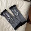 Winter Warm Knitted Leg Warmers Women Lolitas Harajuku Leg Covers Bowknot Flared Ruffle Trim Knee Highs Socks Leg Sleeves