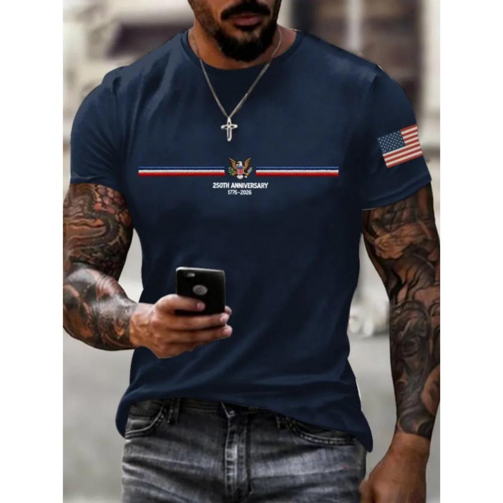 

2026 New Fashionable Casual Men s T-shirt Summer Digital Printed Men s Short Sleeved Top S темно-синий