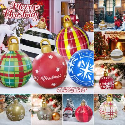 Large PVC Christmas Inflatables Decorative Ball 60cm Outdoor Christmas Inflatable Ball Xmas Tree Decor Home Decoration Toy Ball