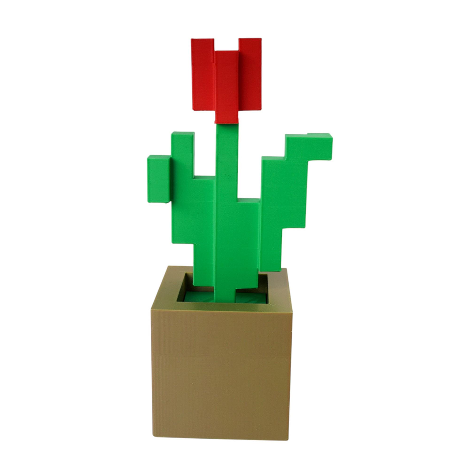 3D Printed Minecraft Flower Pixel Storage Box & Pot Red & Green