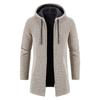 Men's Sweater Winter Mid Length Jacket Thickened and Plush Hooded Knitted Cardigan Loose Fit